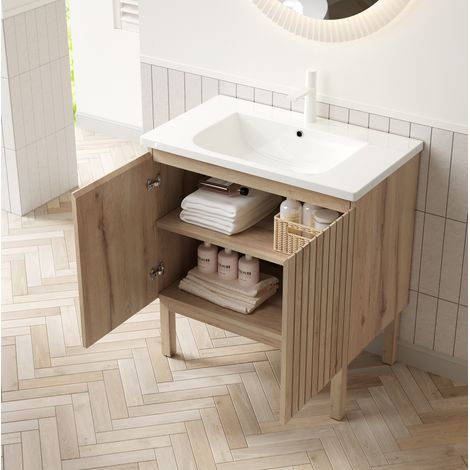 Meuble salle de bain 80,5 cm avec vasque céramique HAVRYA (1/4)
