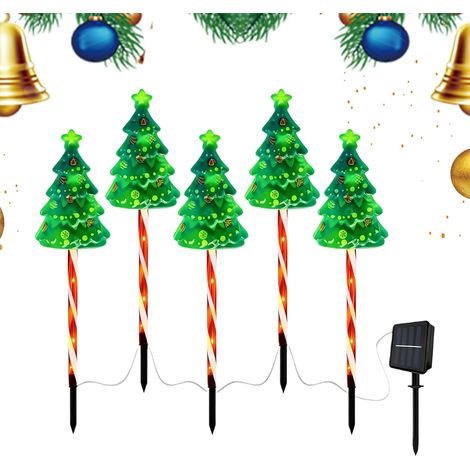 5 Pièces Decoration Noel Lampe Solaire Exterieur,Sapin de NoëL à énergie Solaire,Sapin de Noël Lampe Solaire Exterieure,Lampe Solaire Exterieure Sapin (1/5)