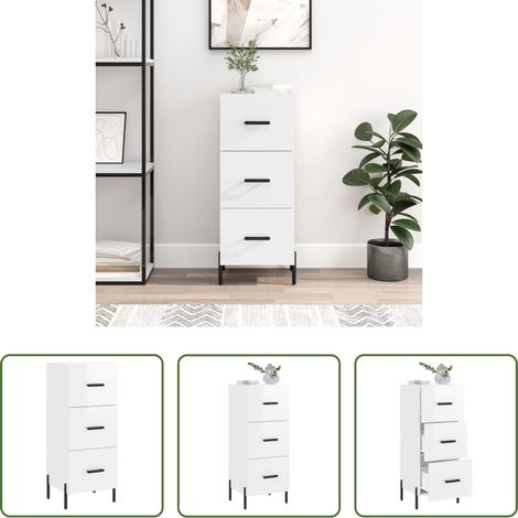 vidaXL Hochglanz-Weiß - Sideboard Hochglanz-Weiß 34,5x34x90 cm Holzwerkstoff (1/5)