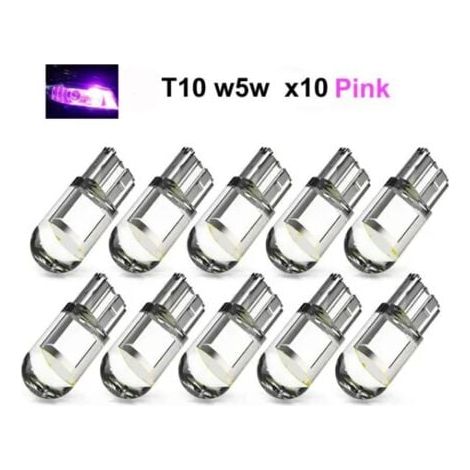 10 Pièces Lumières Violettes, T10 w5w rose Rosa LED avec 1 puce LED COB 12v DC 10 paquets violet (1/5)