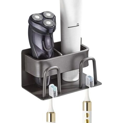 Porte-brosse à dents mural, porte-rasoir électrique, porte-dentifrice, porte-gobelet sur pied, sans vis, rangement pour salle de bain et douche