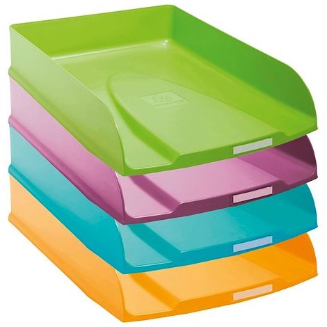 Lot de 4 corbeilles à courrier Exacompta Combo-Styli - couleurs assorties vives