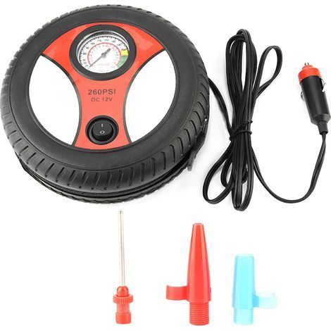 12V Tragbarer Auto-Luftkompressor mit Manometer und Reifenpumpe für Motorrad und Fahrrad (1/5)