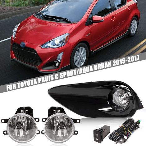 Kit Phares antibrouillard avant pour Toyota Prius C / Aqua Urban 2015-2017  Paire complète halogène jaune 19W, boîtier ABS, câblage + interrupteur inclus, montage sans perçage (1/5)