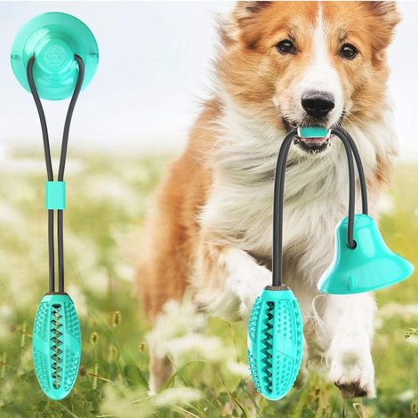 Jouet à mâcher pour dents de chien, jouet interactif multifonction en corde avec ventouse, balle en caoutchouc auto-lunettes de brossage pour chien, outil de nettoyage des dents et de distribution de (1/3)