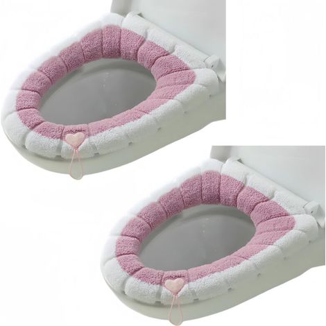 Lot de 2 coussins de siège de toilette universels imperméables avec boucle de suspension pour salle de bain - Doux et chaud - Lavables