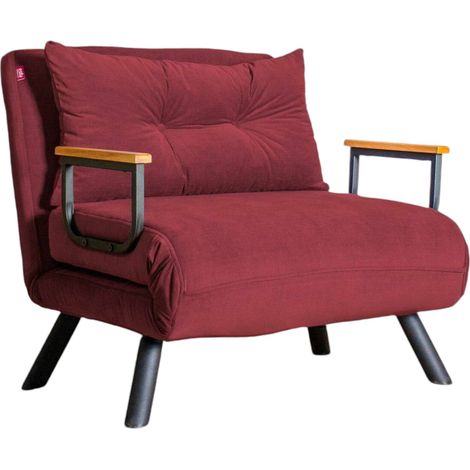 Poltrona Keoni, Poltroncina Reclinabile, Braccioli, Peso Supportato 100 kg, 60x78x78h cm Rosso
