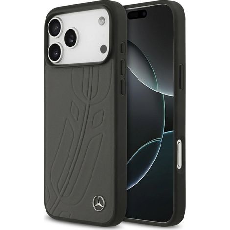 Funda Mercedes Leather Large Laurel Leave MagSafe para iPhone 17 Pro Max - Negro y gris (1/5)