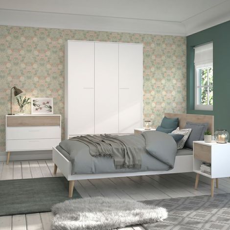 Chambre complète lit 140x190 avec 2 chevets 1 armoire 3P et 1 commode - BORGALL (1/5)
