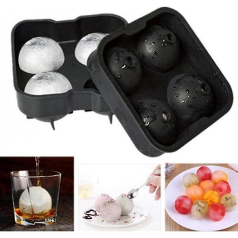 Moule à glaçons sphériques en silicone, 4 trous, pour bac à vin, encre