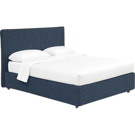 Letto Piazza e Mezza Oldham, Sfoderabile, Contenitore Made in Italy, blu