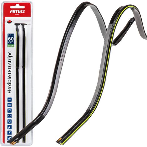 Tiras LED laterales para coche, color verde, 2x30cm, 12V amio-04577 (1/5)