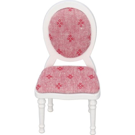 Chaise blanche rétro miniature 1:12 pour maison de poupée, dossier haut en bois simulé, meuble de décoration (1/5)