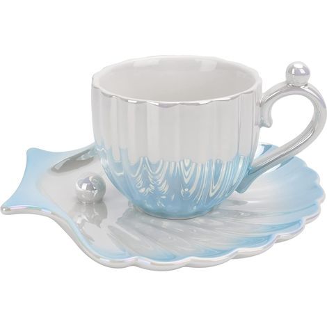 Tasse À Café - Céramique - 300 Ml - Design Coquillage - Pour Café Thé Lait - 1 Pièce