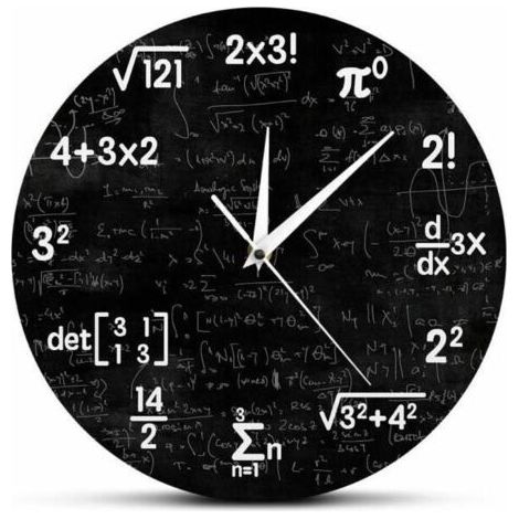 QORVA-Horloge, Mathématiques Horloge Murale Mathématiques Horloge Graduation Cadeau Enfants Formule Mathématiques Symboles Horloge Décoration De La Chambre Décoration Murale Salon Horloge & Horlog