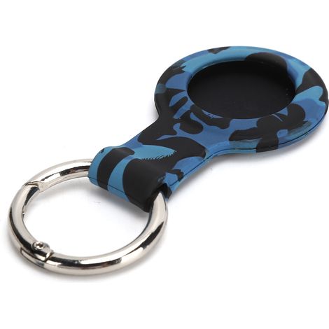 Étui de protection en silicone avec anneau porte-clés pour iOS Locator, couleur camouflage bleu. (1/5)