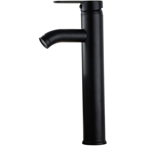 Waschbeckenarmatur, Warm- und Kaltwasserarmatur, Waschbecken aus schwarz verzinktem Edelstahl, Aufsatzwaschbecken, Mischbatterie (1/5)