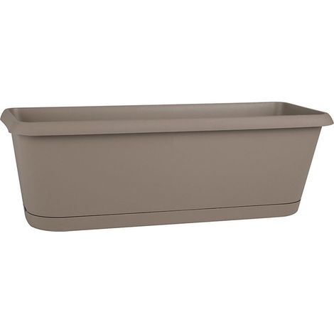 EDA – Jardinière CHORUS taupe 48,8 x 18,8 x 16,1 cm – 9,4 L – Polypropylène avec drainage efficace pour espaces intérieurs et extérieurs (1/2)