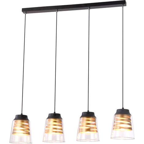 ZENAIDA, GLASS PENDANT LAMP, E27 4XMAX 60W, MATT BLACK, GOLD (1/3)