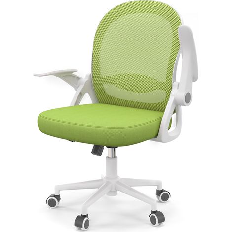 Rattantree - Sedia da ufficio ergonomica con braccioli ribaltabili a 90° - Regolabile in altezza da 43-53 cm - Portata massima 136 kg - Sedile girevole a 360° - Rete traspirante - Verde (1/5)