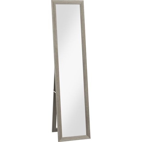 Espejo de cuerpo entero, 37 x 157 cm, para colgar en la pared o de pie, color gris.