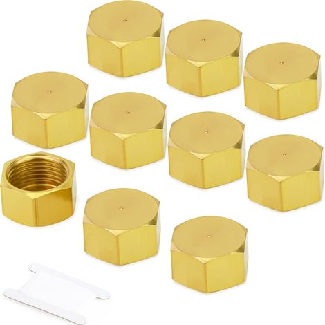 10 pièces 3/8"BSP Bouchon de tuyau en laiton, douille filetée femelle BSP bouchon de tuyau de finition raccord (1/5)