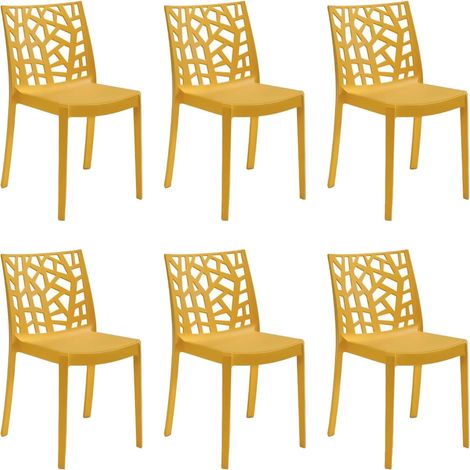 GLOUPIE Set 6 Sedie Matrix In Polipropilene Senape, 55x47x82 Cm,Peso 4 Kg,Per Interno Ed Esterno,Made In Italy,Impilabili (1/5)