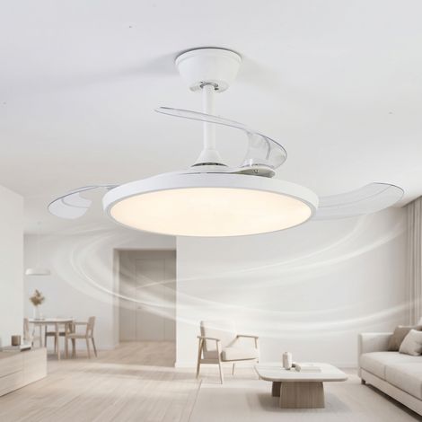 NORCKS Ventilador De Techo Con Led, 48 cm, Ultradelgado, Silencioso, 6 Velocidades Regulables, 3 Temperaturas De Color Ajustables, Blanco, Incluye Mando a Distancia (1/5)