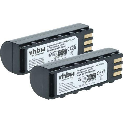 vhbw 2x batteria sostituisce Leuze 50120448 per lettore di codici a barre, POS (2200mAh, 3,7V, Li-Ion)