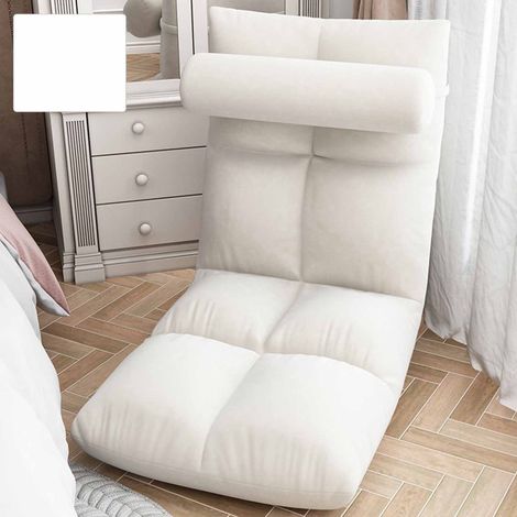 Fauteuil de sol avec dossier, canapé-lit pliant, fauteuil inclinable, fauteuil de jeu au sol, fauteuil de méditation pour adultes, blanc (1/5)