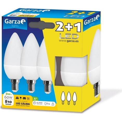 Lampara ilumin vela led garza e14 8w 810lm 3000k 3 pz (1/2)