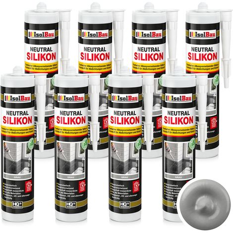 Neutralsilikon Naturstein Silikon Granit Marmor Sanitär Inn/Auß 8 x 300ml Grau (1/5)