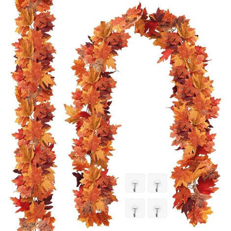 2x Künstliche Ahornblatt Girlande 180cm - Realistische Herbstblätter Deko (1/5)
