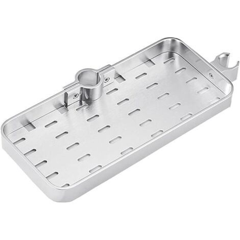 Sollbry Étagère de Douche Télescopique Réglable en Alliage d'aluminum Réglable Organiseur de Salle de Bain Porte Savon Montage sans Perçage pour 19mm-25mm (1/5)