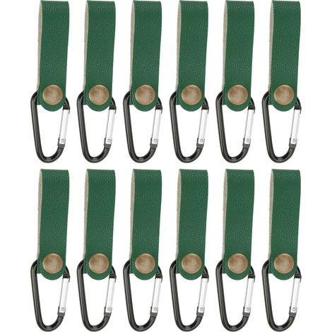 12Pcs Leather Wall Hooks PU Leather 5KG Load Durable Sturdy Wide Application Wall Hanging Strap for Bedroom KitchenGreen (1/5)