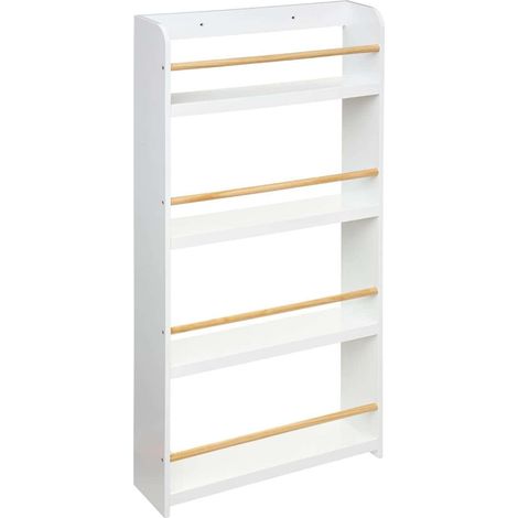 Pegane – Bibliothèque enfant 4 étagères blanche – Dimensions 55 x 15 x 118 cm – Structure en MDF et pin – Montage facile
