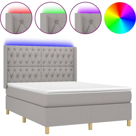 Maison Exclusive - Letto a Molle Materasso e LED Grigio Chiaro 140x190 cm Tessuto