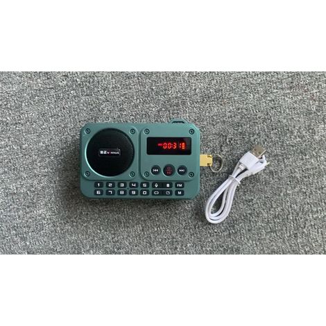 Mini radio FM portable, radio multifonctionnelle, enceinte Bluetooth et enregistreur avec affichage LED, changement de dossier, fonctions de lecture sur carte TF et clé USB. (1/5)