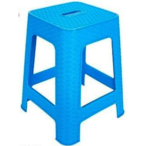 TrAdE Shop Traesio - Sgabello In Plastica Rattan Azzurro H 45,5 Cm Sedia Complemento D'arredo Casa -