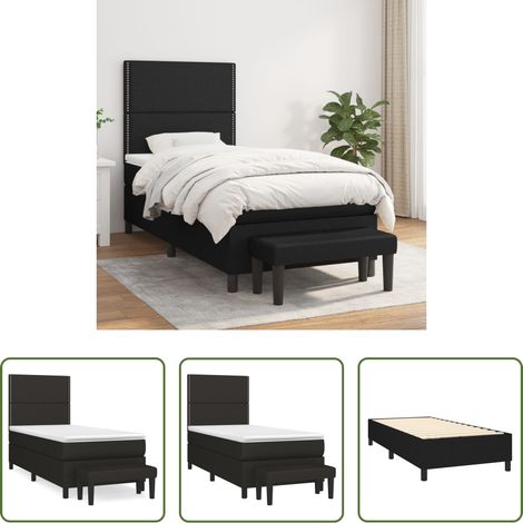 vidaXL Kopfteil -  Boxspringbett mit Matratze Schwarz 90x190 cm Stoff (1/5)