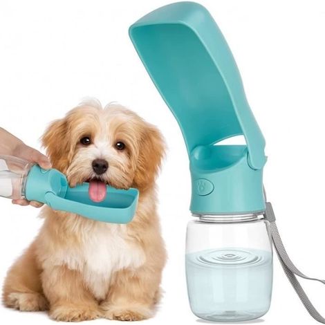 Wasserflasche für Haustiere mit einem Fassungsvermögen von 350 ml. Leicht und tragbar, stillt sie den Durst Ihres Haustieres unterwegs. (1/4)