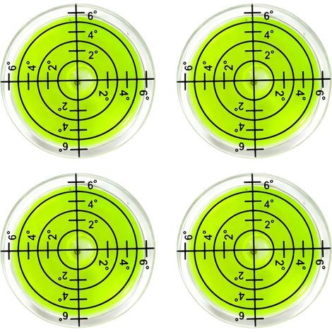 Lot de 4 niveaux à bulle ronds en forme de libellule Ø 32 mm avec bulle d'air Niveau à bulle pour caravane, camping car, caméra, vidéoprojecteur, cadre photo et plus encore