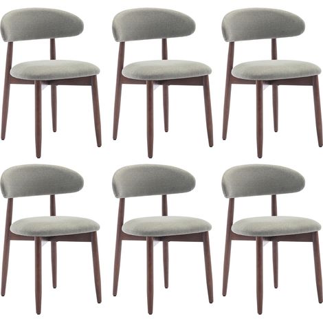 Colamy – Lot de 6 chaises en bois massif – Structure stable et durable – Dossier ergonomique – Confort optimal pour salle à manger et cuisine – Vert
