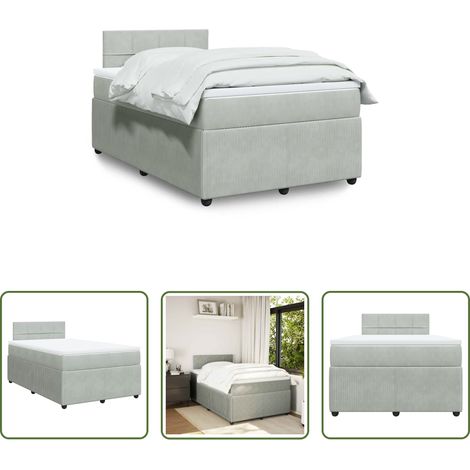 Matratze - Boxspringbett mit Matratze Hellgrau 120x200 cm Samt (1/5)