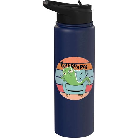 drôle animal chaise relaxante amphibien détendu Stainless Steel Insulated Water Bottle (1/5)