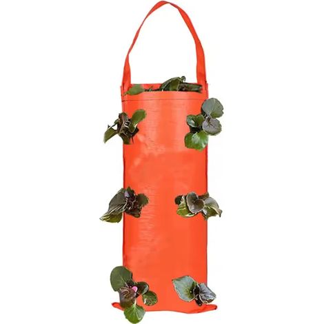 (Orange) Sac de plantation suspendu pour fraisiers à 6 trous, jardin vertical, sac de culture en PE pour fleurs et légumes, décoration intérieure et extérieure (1/4)