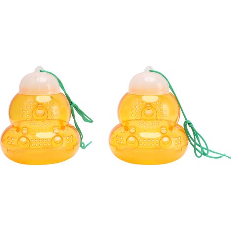Lot de 2 pièges à guêpes orange en forme de gourde, attrape-abeilles extérieur, répulsif tueur de frelons suspendu. (1/5)