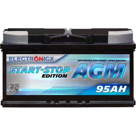 Electronicx AGM Autobatterie Starterbatterie Batterie Start-Stop 95 AH 12V 950A
