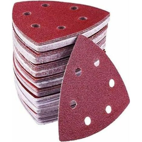 Lot de 72 triangles abrasifs perforés 6 trous 90mm grains variés 40-240 pour ponçage et polissage bois métal (1/5)