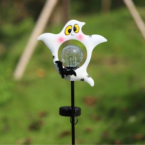 3er Set wasserdichte Solarpfähle für den Garten - Halloween-Dekoration für draußen in Form weißer Geister-lsw (1/2)